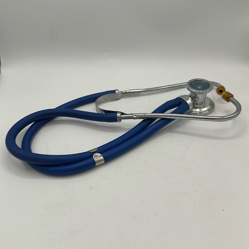 Blue twin-tube stethoscope